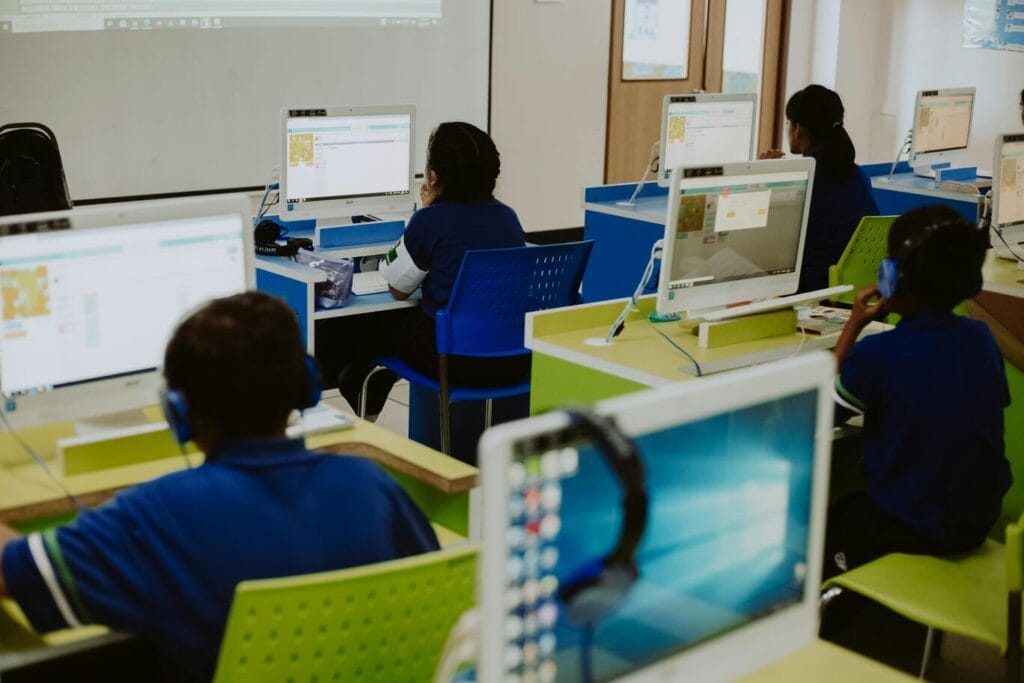 students working on computers